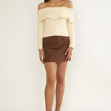 Orielle Wide Ruffle Off-Shoulder Top Cream