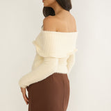 Orielle Wide Ruffle Off-Shoulder Top Cream