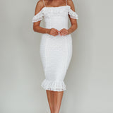 Wish Come True Lace Midi Dress White