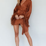 Screen Queen Feather Cuff Mini Dress Ginger