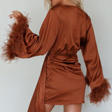 Screen Queen Feather Cuff Mini Dress Ginger