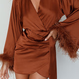 Screen Queen Feather Cuff Mini Dress Ginger
