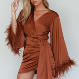 Screen Queen Feather Cuff Mini Dress Ginger