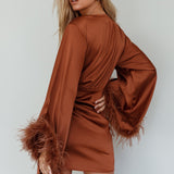Screen Queen Feather Cuff Mini Dress Ginger
