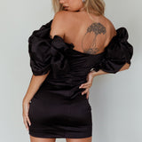 Manhattan Moment Off Shoulder Mini Dress Black