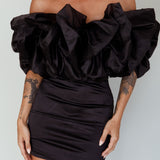 Manhattan Moment Off Shoulder Mini Dress Black