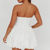 Monti Strapless Bubble Hem Mini Dress White