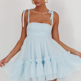 Dream Chaser Frill Hem Babydoll Dress Blue