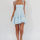 Dream Chaser Frill Hem Babydoll Dress Blue