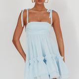 Dream Chaser Frill Hem Babydoll Dress Blue