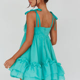 Dream Chaser Frill Hem Babydoll Dress Green