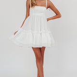 Dream Chaser Frill Hem Babydoll Dress White