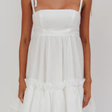Dream Chaser Frill Hem Babydoll Dress White