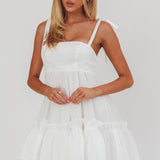 Dream Chaser Frill Hem Babydoll Dress White