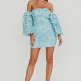 Vive La Rose Off-Shoulder Floral Mini Dress Baby Blue