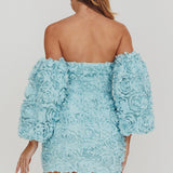 Vive La Rose Off-Shoulder Floral Mini Dress Baby Blue
