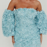 Vive La Rose Off-Shoulder Floral Mini Dress Baby Blue