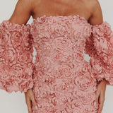 Vive La Rose Off-Shoulder Floral Mini Dress Blush