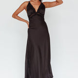 Signature Lace Trim Midi Dress Black