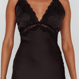 Signature Lace Trim Midi Dress Black