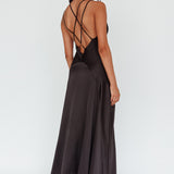 Signature Lace Trim Midi Dress Black