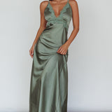 Signature Lace Trim Midi Dress Sage