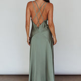 Signature Lace Trim Midi Dress Sage