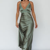 Signature Lace Trim Midi Dress Sage
