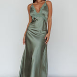 Signature Lace Trim Midi Dress Sage