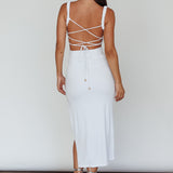 Cosmic Love Strappy Back Midi Dress White