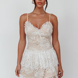 Cielo Lace Peplum Mini Dress White