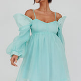 Yasi Long Sleeve Babydoll Mini Dress Mint