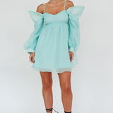 Yasi Long Sleeve Babydoll Mini Dress Mint