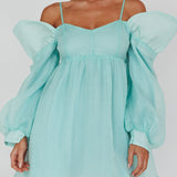 Yasi Long Sleeve Babydoll Mini Dress Mint