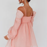 Yasi Long Sleeve Babydoll Mini Dress Peach