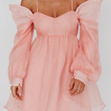 Yasi Long Sleeve Babydoll Mini Dress Peach