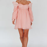 Yasi Long Sleeve Babydoll Mini Dress Peach
