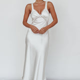 Nyah Lace Trim Midi Dress Off White