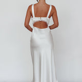 Nyah Lace Trim Midi Dress Off White