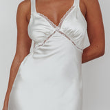 Nyah Lace Trim Midi Dress Off White