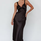 Nyah Lace Trim Midi Dress Black