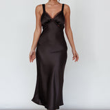 Nyah Lace Trim Midi Dress Black