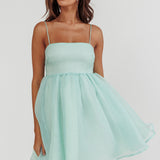 Diaz Bow Back Babydoll Mini Dress Sage