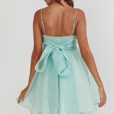 Diaz Bow Back Babydoll Mini Dress Sage