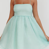Diaz Bow Back Babydoll Mini Dress Sage