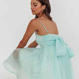 Diaz Bow Back Babydoll Mini Dress Sage