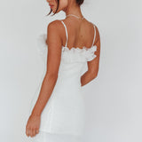 For The Frills Tulle Neckline Mini Dress Off White