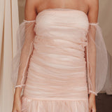 Moment In Time Off-Shoulder Mini Dress Peach/Gold