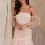 Moment In Time Off-Shoulder Mini Dress Peach/Gold
