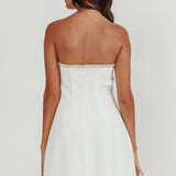 Macaila Rhinestone Trim Strapless Mini Dress Off White